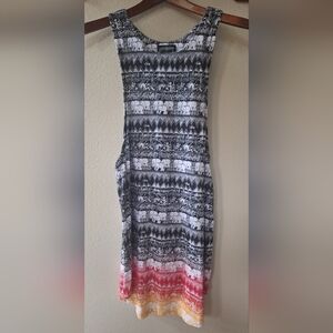 Stussy Womens Elephant Print Wide Arm Tunic Tank Top India Print Size M